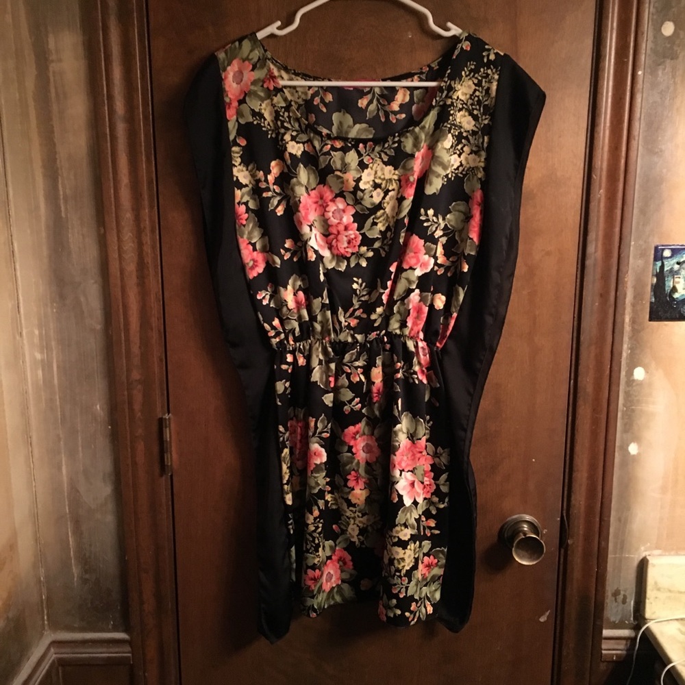 Black floral mini dress